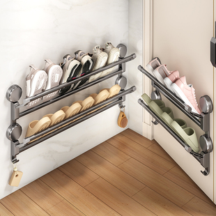 收纳浴室门上放鞋 拖鞋 架子 架可折叠家用多层折叠壁挂式 吸盘门后鞋