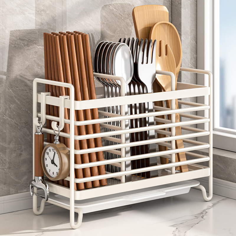 日本筷子收纳盒厨房筷子筒壁挂式筷笼多功能勺子筷子篓沥水置物架