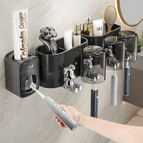 【倒挂沥水】牙刷置物架免打孔