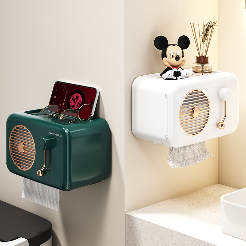 卫生间厕纸盒厕所纸巾盒壁挂式免打孔防水抽纸卷纸盒卫生纸置物架