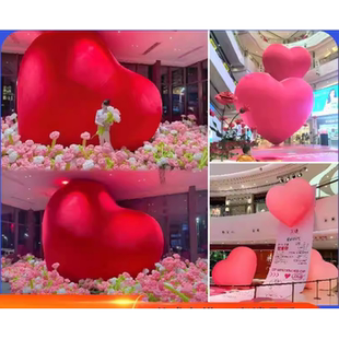 2026大型充气爱心气模商场景区户外定制闭气心形气球卡通美陈装饰