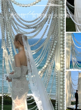 巨大珍珠串 婚礼摆件挂吊装饰打卡点店铺陈列拍照道具背景墙橱窗