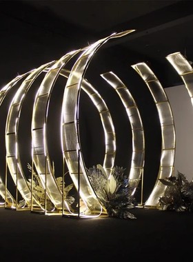 婚庆道具铁艺星光阳光板酒店背景拱门t台发光路引舞台摆件装饰灯