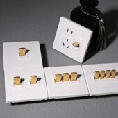 汉顿HODSW后现代Q2白色金属拨动开关单开双控空白五孔插座86型