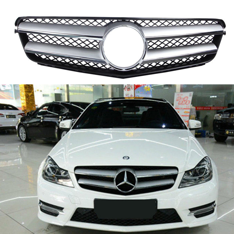 适用奔驰C级W204 C-cuope C180 c260 C200 C300进气中网格栅前网