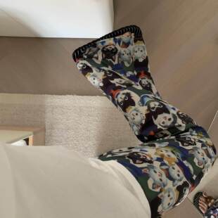 猫咪可爱裤子遛弯裤女款休闲裤宽松慵懒风新款印花直筒裤春夏通勤