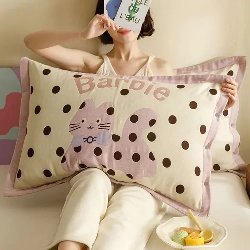 棉质四层纱布枕套一对装成人枕头套单个家用加厚全棉枕芯套防头油