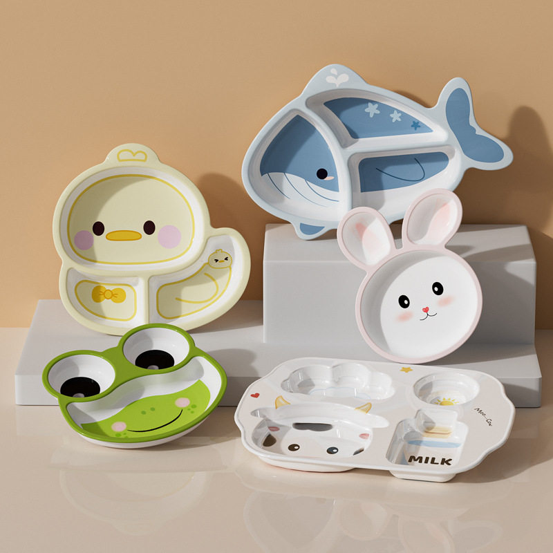 儿童餐盘宝宝吃饭卡通可爱分格餐具幼儿园家用高颜值小孩辅食盘子