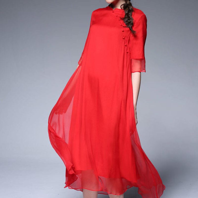 new pattern summer Chinese style Improvement cheongsam Autumn Ethnic style gules Silk like Dress Easy Show thin longuettein the Women's clothing/Boutique , Wedding/Cheongsam/Formal dress , Cheongsam  category - from Buy2taobao.com to provide professional Taobao agent buy service