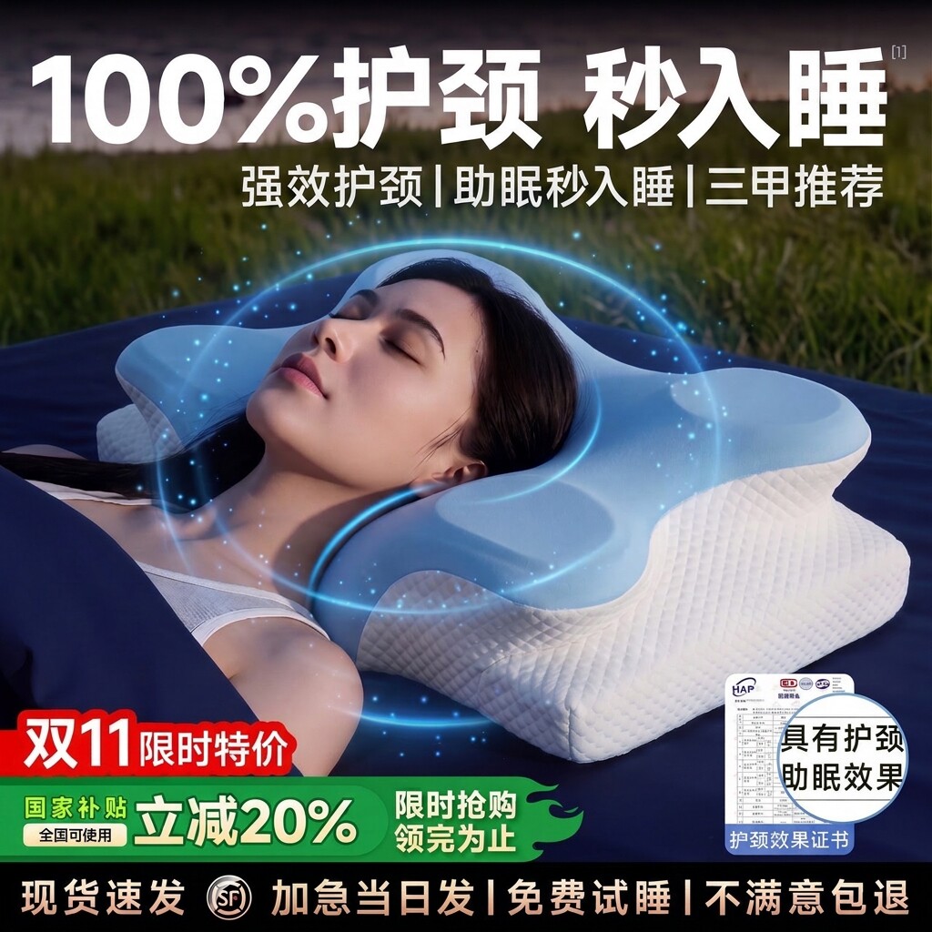 2026新款记忆棉枕头护颈椎助睡眠专用枕芯蝶形枕侧睡护颈枕慢回弹