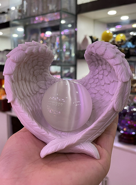 天使之翼双翅膀羽毛水晶球树脂工艺品底座摆件 居家饰品摆件底座