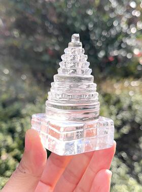 天然喜马拉雅水晶Yantra坛城摆件白水晶原石打磨财富之石饰品摆件