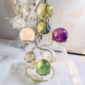 水晶球底座七星阵摆件七球花瓶球座球形收纳金属电镀支架家居摆件