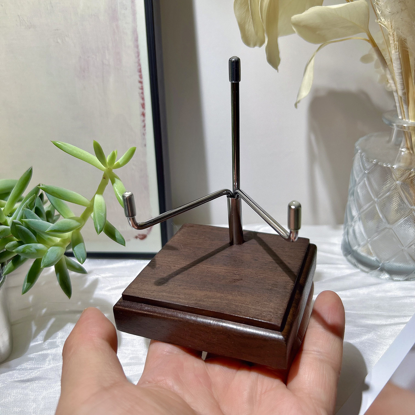 木质实木支架 合金矿标原石奇石矿石爱心底托展示架 实木收纳摆件