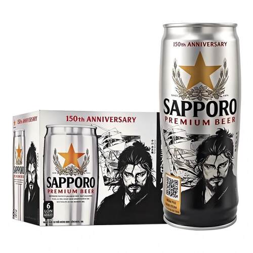 【进口】三宝乐札幌精酿啤酒650ml*6罐越南Sapporo听装整箱啤酒