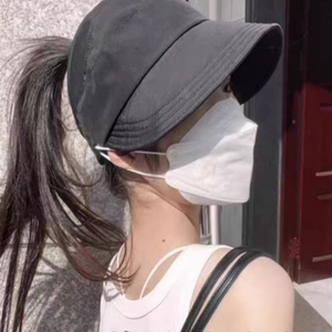 夏季户外防晒帽新款速干可扎马尾透气空顶大檐帽渔夫帽鸭舌帽防晒