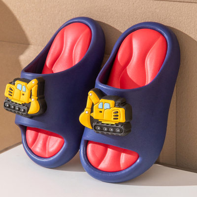 挖掘机儿童卡通EVA拖鞋居家防滑