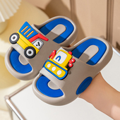 室内洗澡家用厚底防滑男孩潮流外穿凉拖鞋 挖土车儿童拖鞋 男童夏季