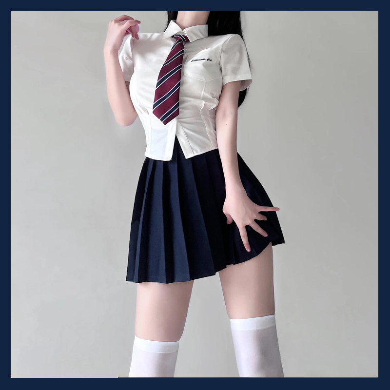 显瘦显胸收腰衬衫jk制服纯欲套装