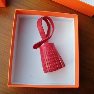 LV&GEDETE 小草裙挂件真皮汽车钥匙扣手缝流苏羊皮小扫把包包挂饰