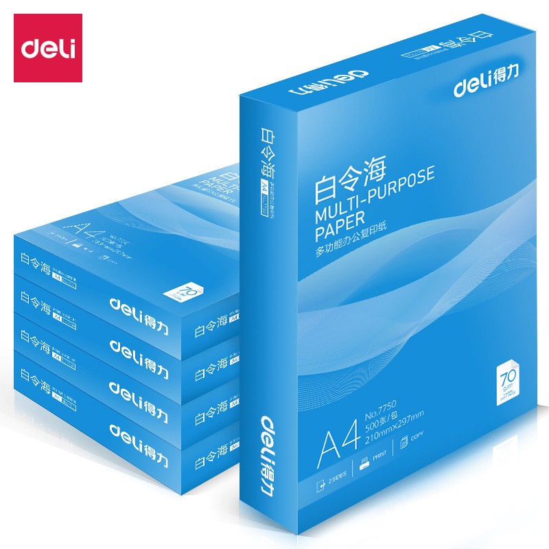 得力白令海A4纸打印纸复印纸试卷作业本图文资料档案纸美术草稿纸