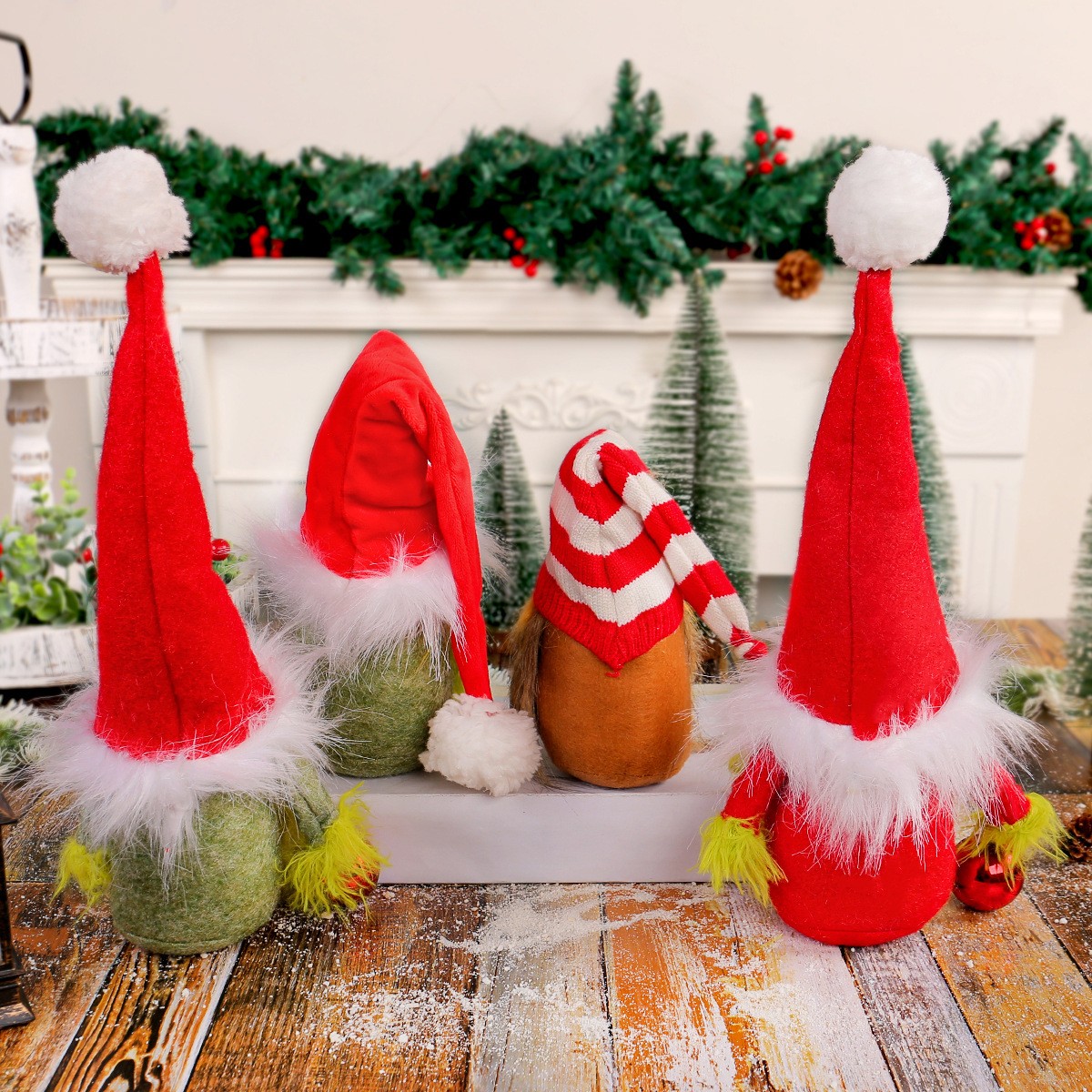 圣诞装饰品圣诞节红色爱心无脸娃娃摆件绿胡须侏儒公仔zj25