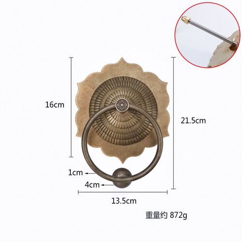 中式中药柜纯铜家具柜门圆环拉手木大门抽屉铜拉手门把手复古B249