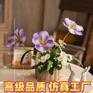 仿藤编草编手提多肉花篮客厅摆件铁艺干花鲜花花艺插花篮子伴手礼