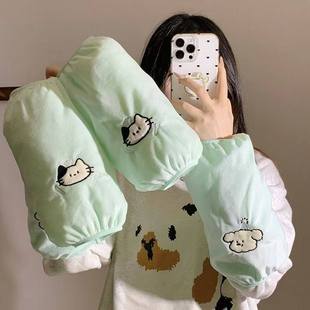 薄荷可爱毛绒袖套秋冬季上班耐脏防污手臂动物套袖成人护袖学生