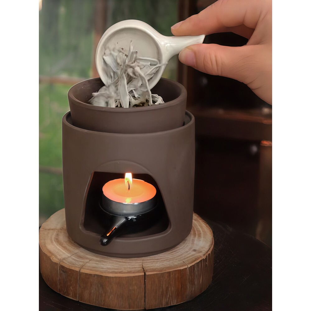 创意陶瓷香薰炉多功能精油灯高颜值复古可干烧加热睡眠香薰沉香炉