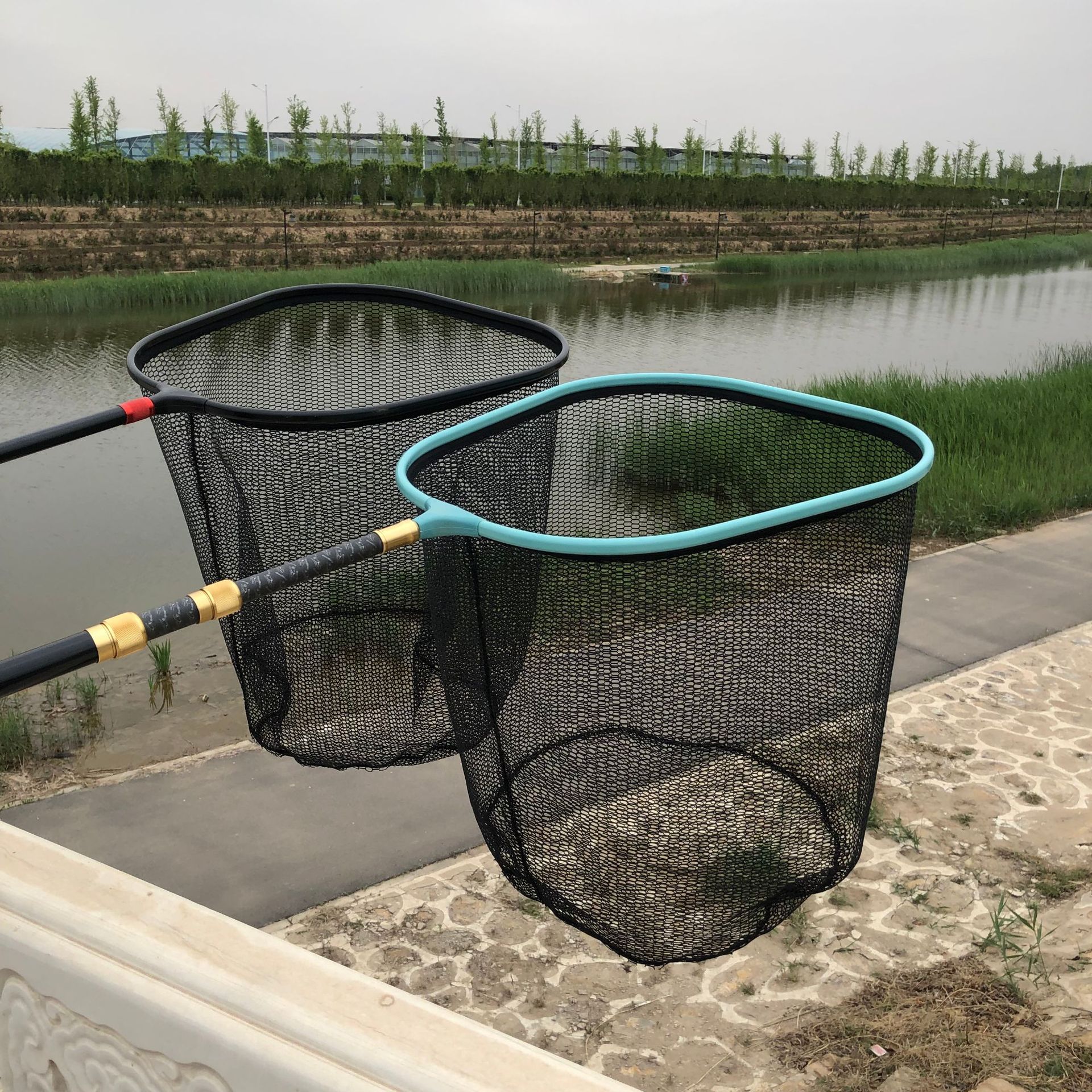 新款抄网头大物折叠实心铝合金加深网兜钓鱼竞技大物抄网头防挂钩