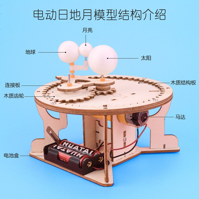 科技小制作diy电动日地月模型steam小学生科学手工实验发明玩RF30