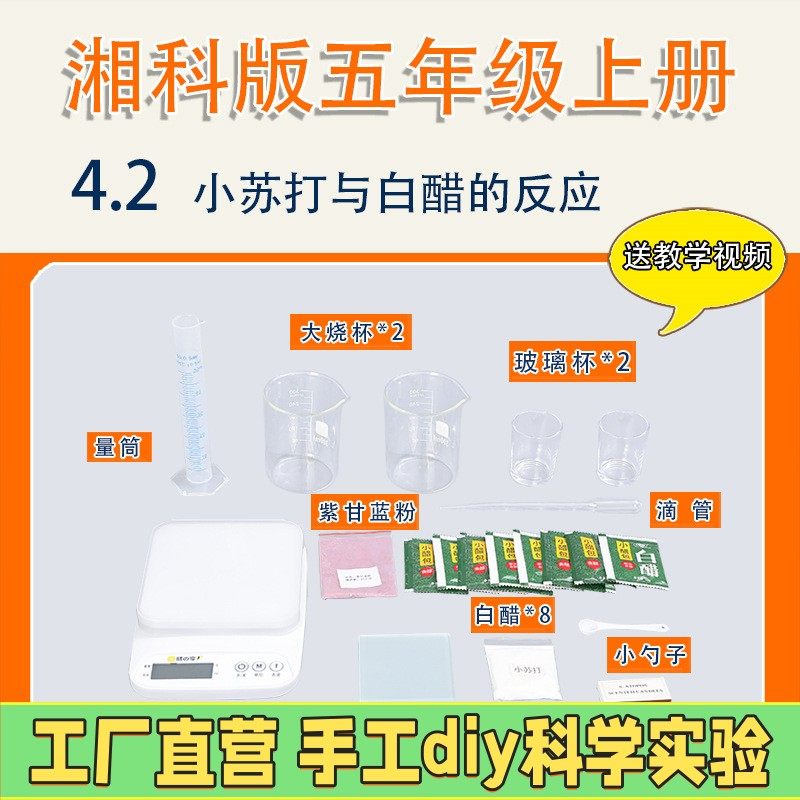 湘科版五年级上册小学生科学实验套装材料器材小苏打与白醋的ES29