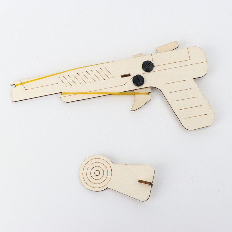 木制橡皮筋枪模型diy手工拼装科技小制作发明学生儿童实验玩ED18