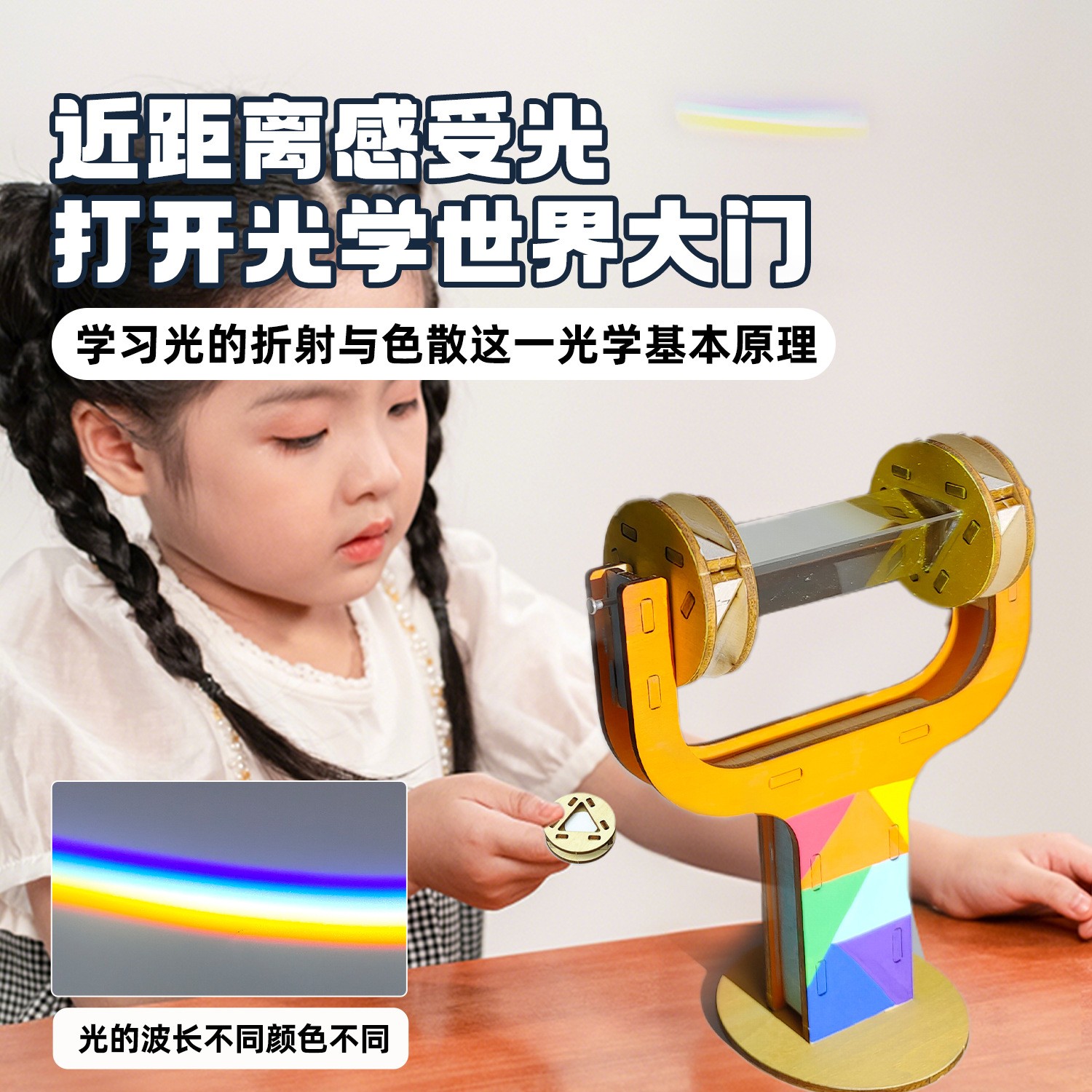 科技小制作三棱镜小学生手工材料包diy益智玩具科学教学水晶RF75