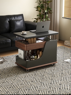 升降茶几可移动边几沙发边桌置物架中古岩板阳台茶桌小推车桌子