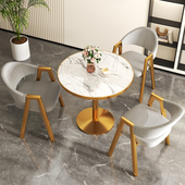 北欧洽谈桌椅组合现代简约休闲 奶茶店接待桌家用小户型阳台小圆
