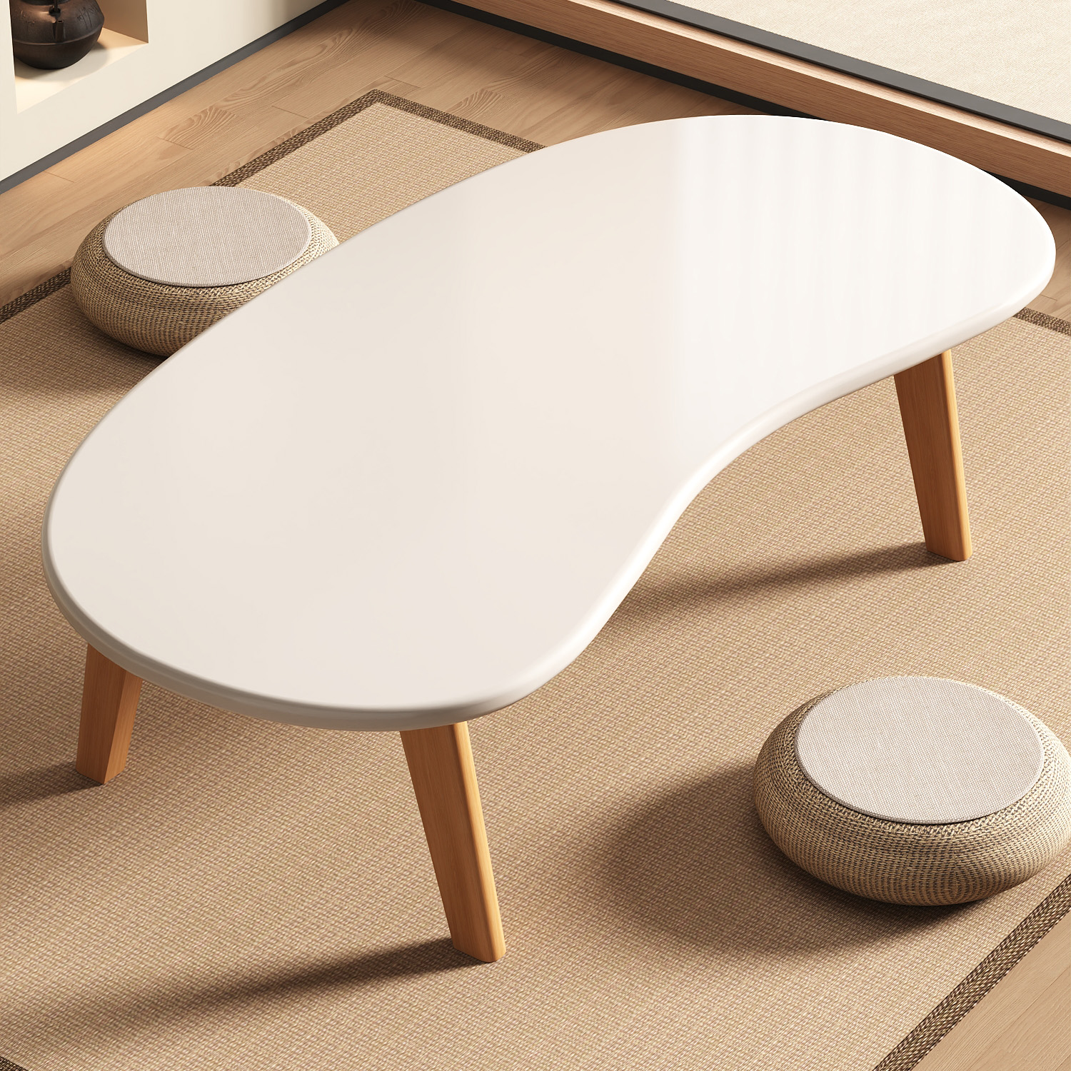 可折叠飘窗小桌子实木腿榻榻米茶桌茶几日式窗台炕桌家用矮桌坐地