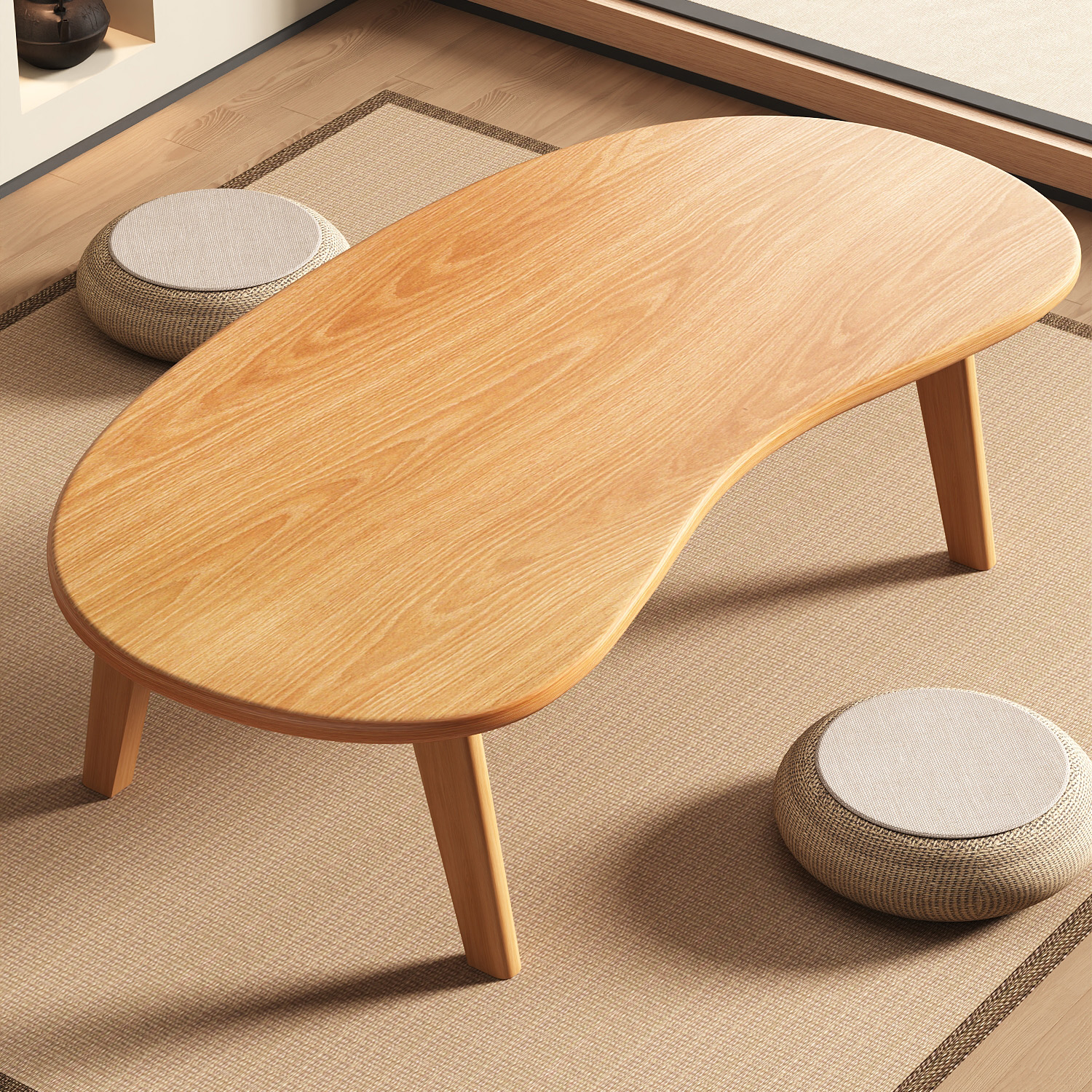 可折叠飘窗小桌子实木腿榻榻米茶桌茶几日式窗台炕桌家用矮桌坐地