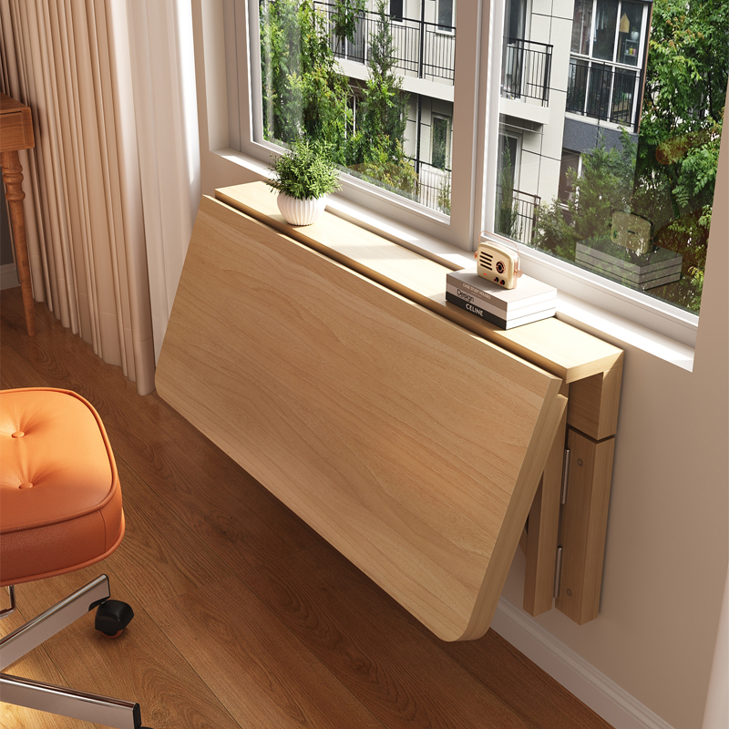 壁挂折叠桌家用简易书桌连壁桌挂墙桌靠墙电脑桌墙上桌实木置物架