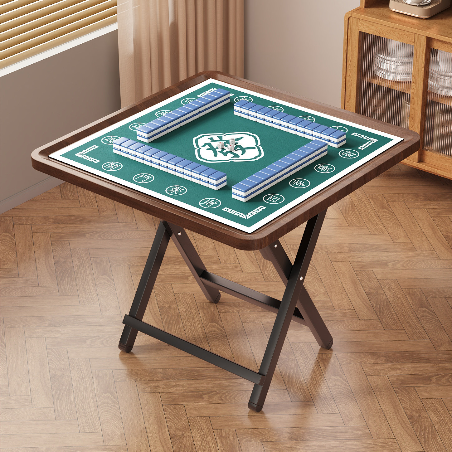 可折叠麻将桌餐桌两用掼蛋专用桌多功能小型麻将台手搓棋牌桌方桌