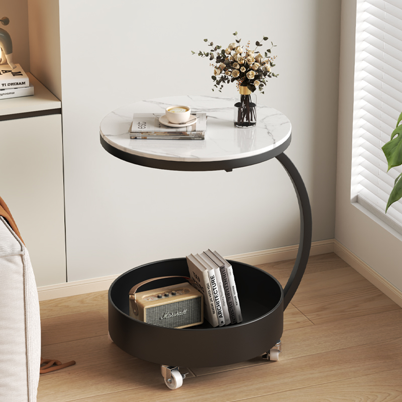 沙发边几轻奢高级感移动茶几带轮小桌子沙发边柜小推车床头置物架