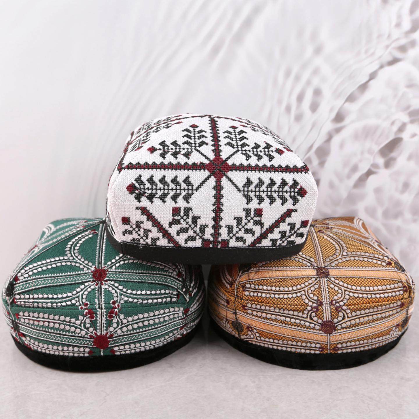 民族风帽子新疆花帽舞蹈帽子男士成人四角舞蹈帽维族帽文艺复古风