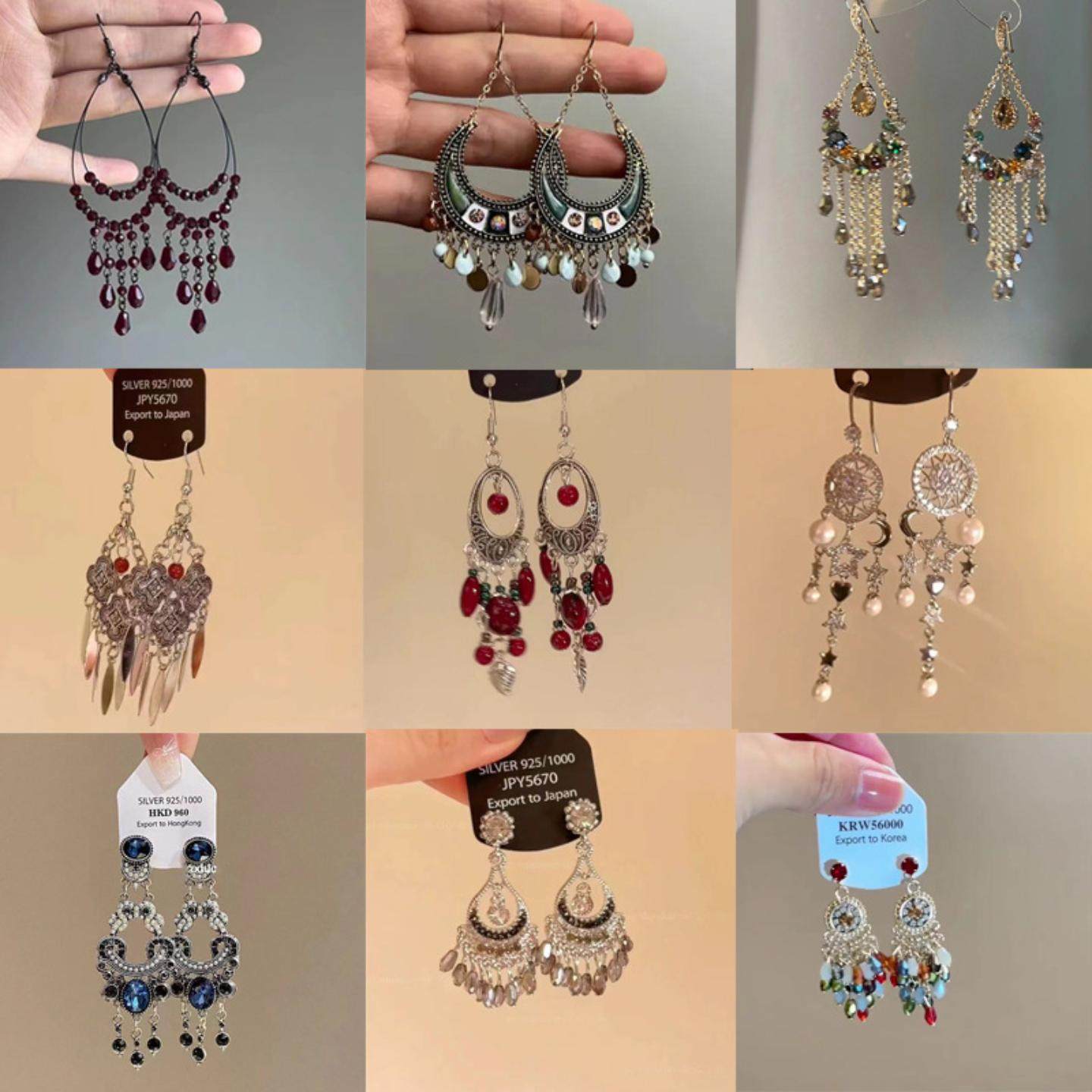 民族风耳饰复古串珠流苏耳环小众大气时尚夸张耳坠长款耳饰女2026