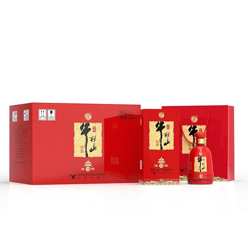 牛栏山陈酿15浓香型白酒45度礼盒装500ml*6瓶