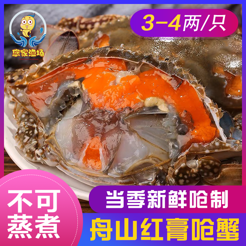 3-4两/只*6只！舟山红膏呛蟹红膏炝蟹母蟹生腌梭子蟹不可蒸煮