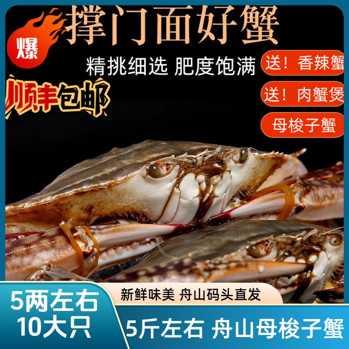 【冻蟹】【母蟹】4-6两/只到手8只3.6-4.2斤舟山梭子蟹不可清蒸