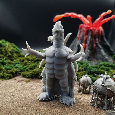 还原剧中微缩场景小比例手办泰罗奥特名鉴怪兽歇尔塔1/43场景白模