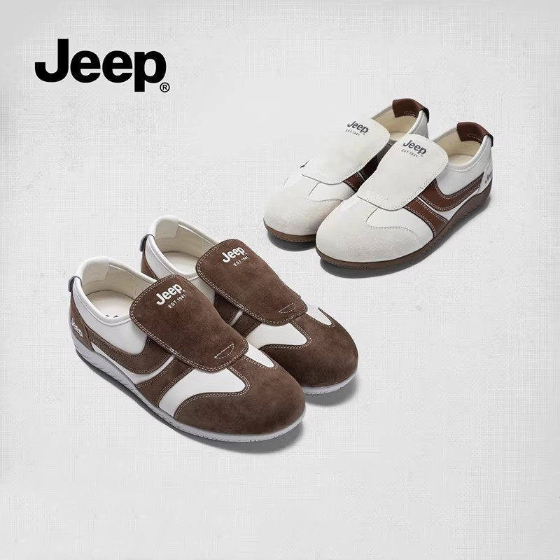 jeep美式经典德训鞋女款2026春夏新款一脚蹬休闲板鞋复古平底女鞋