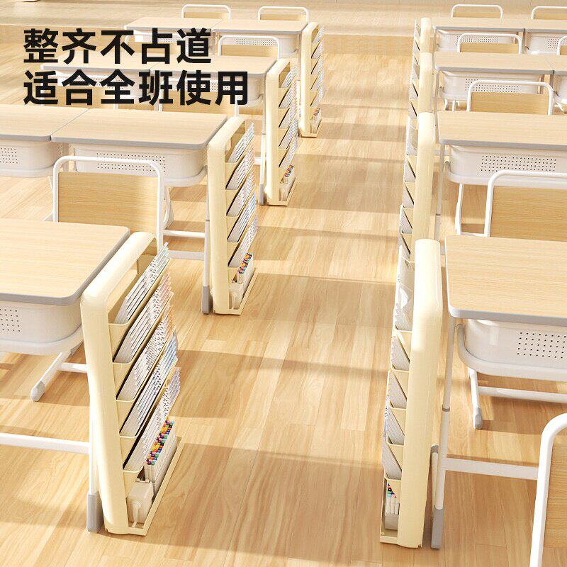 PP课室放书架学生课桌收纳神器书本收纳置物架教室书桌侧边落地